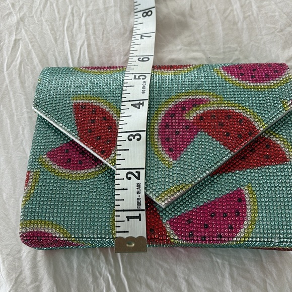 NINA WATERMELON PRINT CRYSTAL CLUTCH WITH DETACHABLE STRAP - Picture 9 of 9